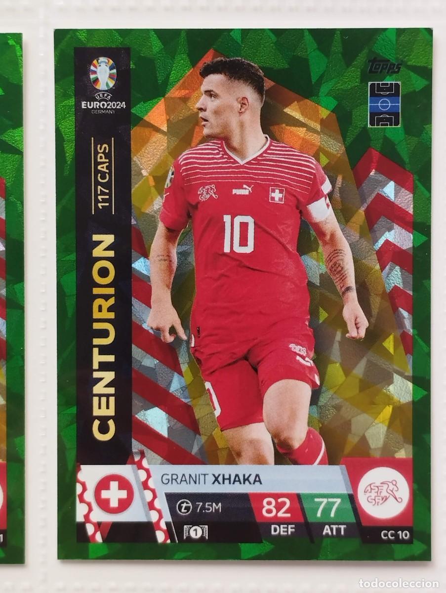 Cromos de f&uacute;tbol: CROMO CARD EURO 24 EUROCOPA 2024 TOPPS MATCH ATTAX GRANIT XHAKA CC10 CC 10 SUIZA VERDE PARALELA