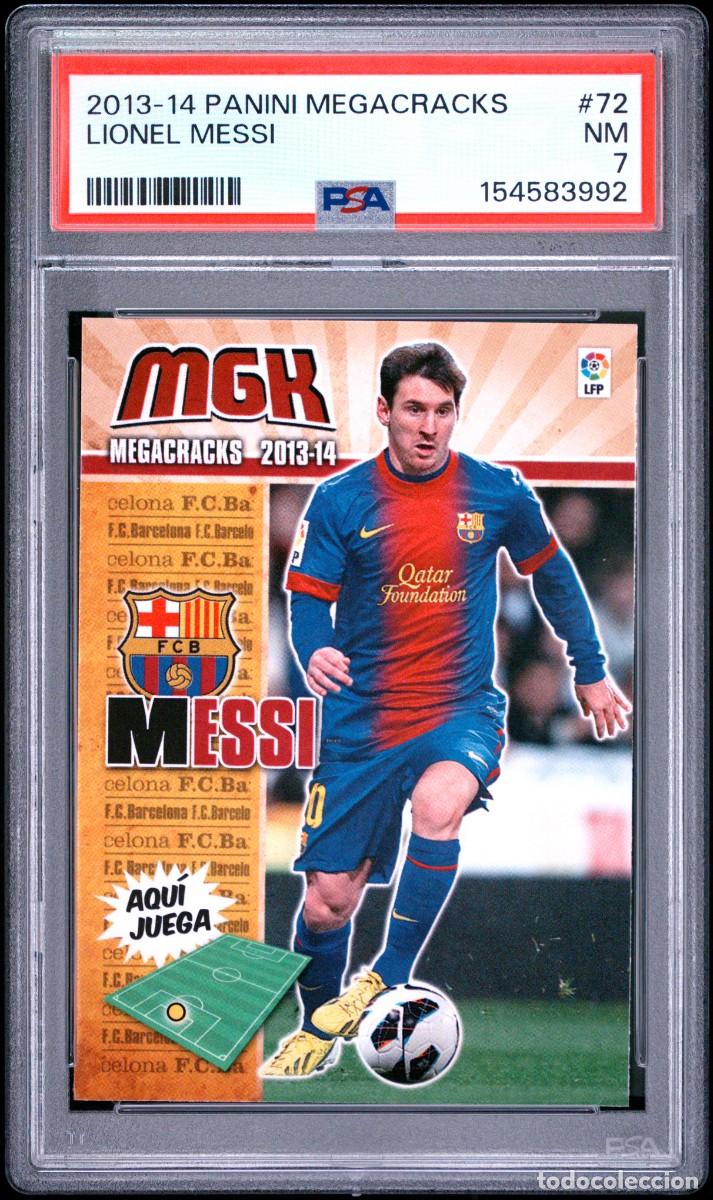 Cromos de f&uacute;tbol: Messi #72 FC Barcelona Panini Megacracks 2013 14 PSA 7