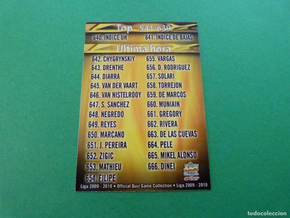 Football Stickers: TRADING CARD FUTBOL INDICE ULTIMA HORA N&ordm; 640 UH FICHAS LIGA MUNDICROMO 2009-2010/09-10