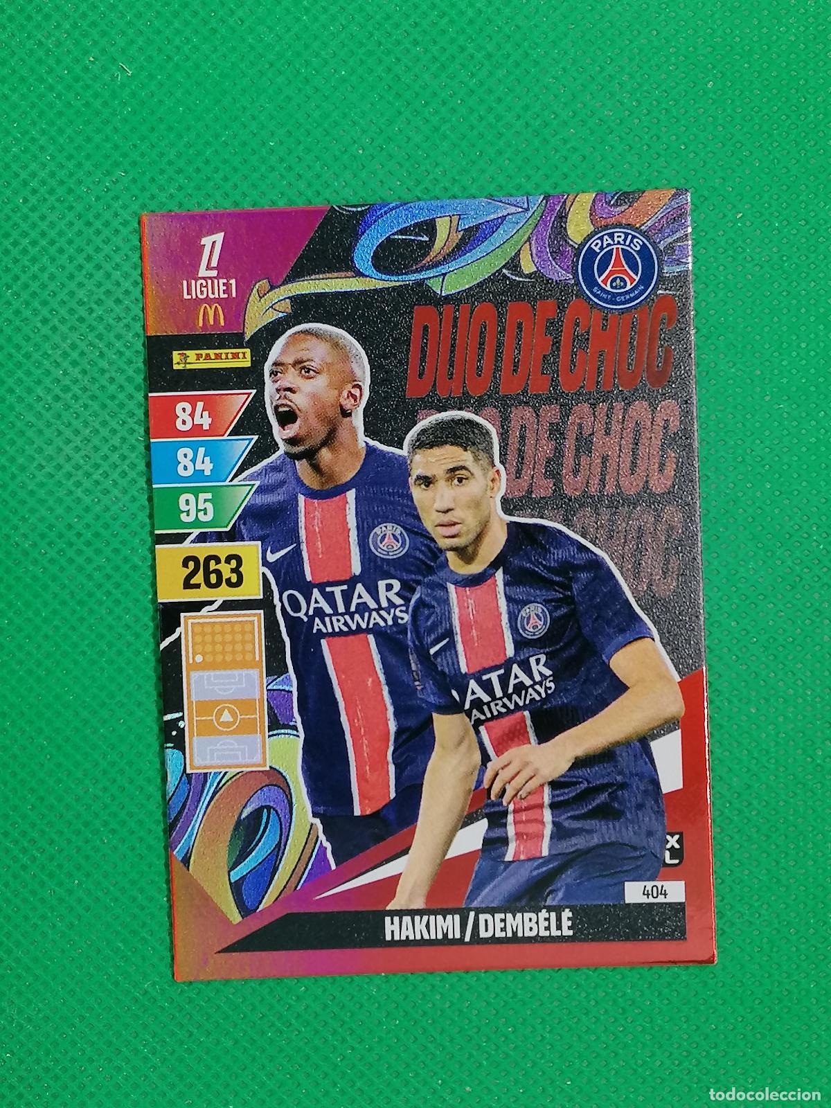 Cromos de f&uacute;tbol: 404 HAKIMI DEMBELE DUO DE CHOC PSG ⚽ LIGUE 1 MCDONALDS ADRENALYN XL 2024 2025 24 25 ⚽