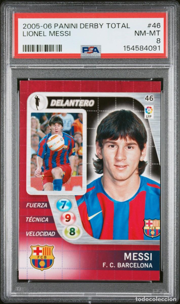 Cromos de f&uacute;tbol: Messi #46 FC Barcelona Panini Derby Total 2005 06 PSA 8