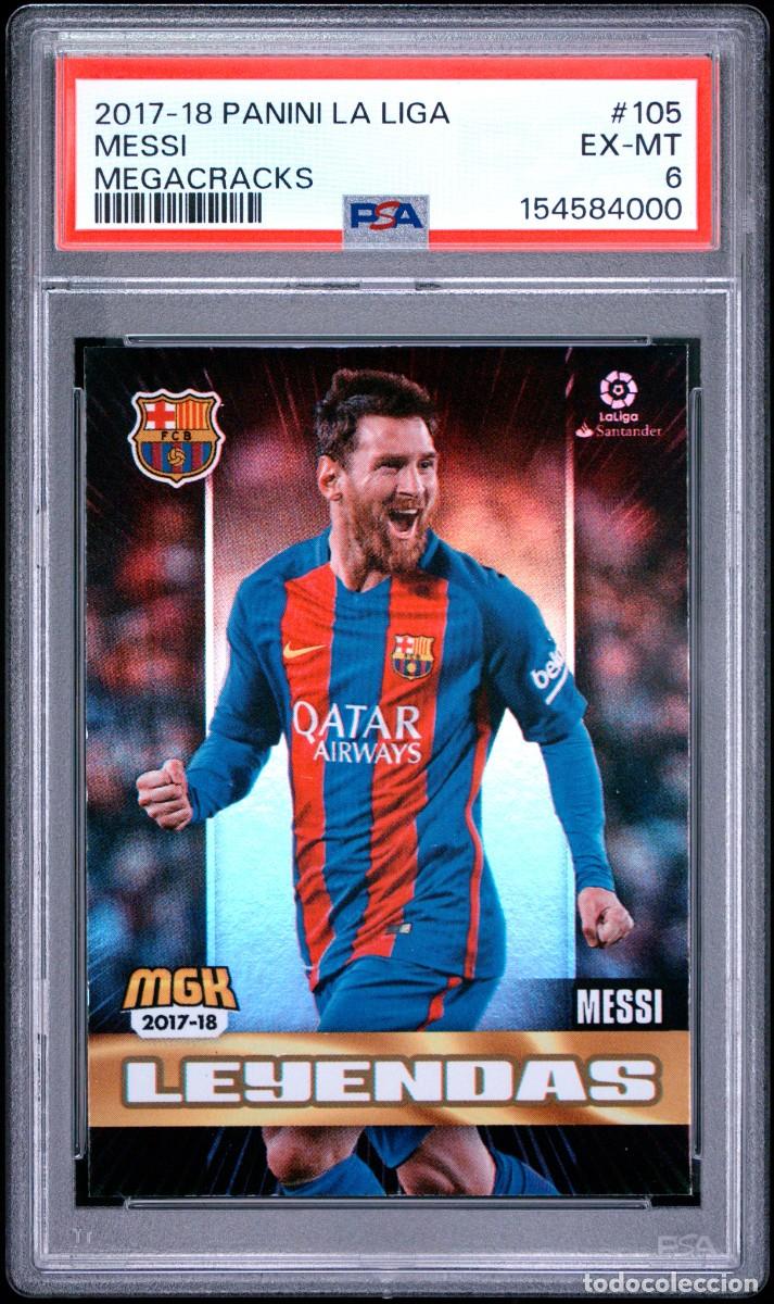 Cromos de f&uacute;tbol: Lionel Messi #105 FC Barcelona Panini Megacracks 2017 18 PSA 6