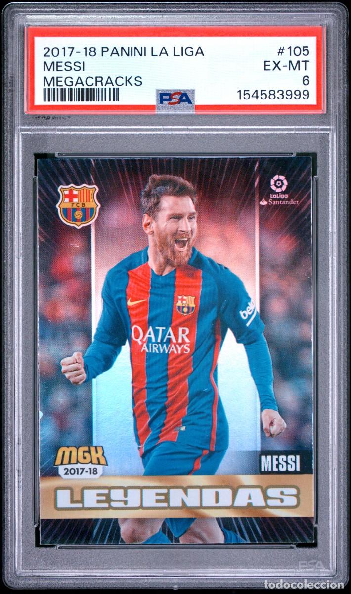Cromos de f&uacute;tbol: Lionel Messi #105 FC Barcelona Panini Megacracks 2017 18 PSA 6