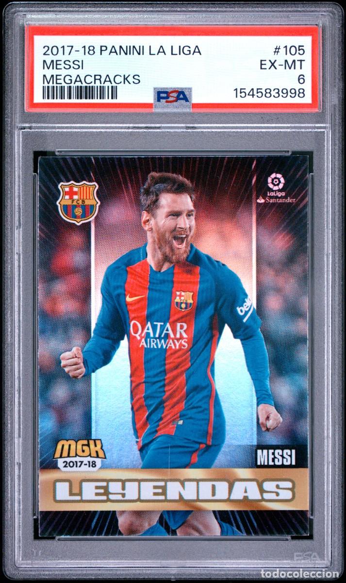Cromos de f&uacute;tbol: Lionel Messi #105 FC Barcelona Panini Megacracks 2017 18 PSA 6