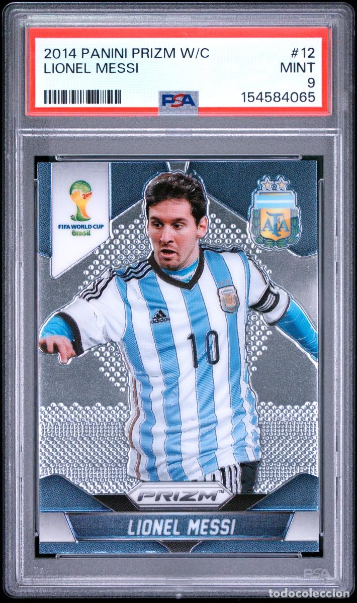 Cromos de f&uacute;tbol: Messi #12 Argentina Panini Prizm World Cup Stickers 2014 Psa 9
