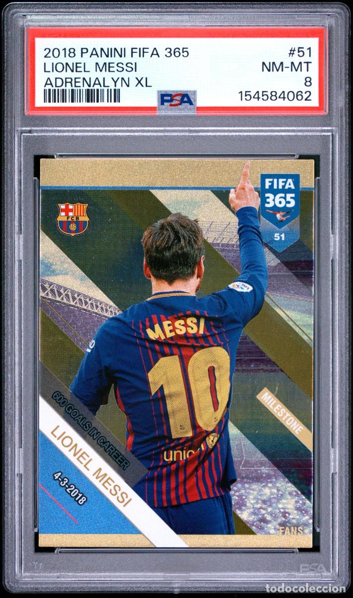 Cromos de f&uacute;tbol: Lionel Messi #51 FC Barcelona Panini Adrenalyn XL Fifa 365 2018 19 Psa 8