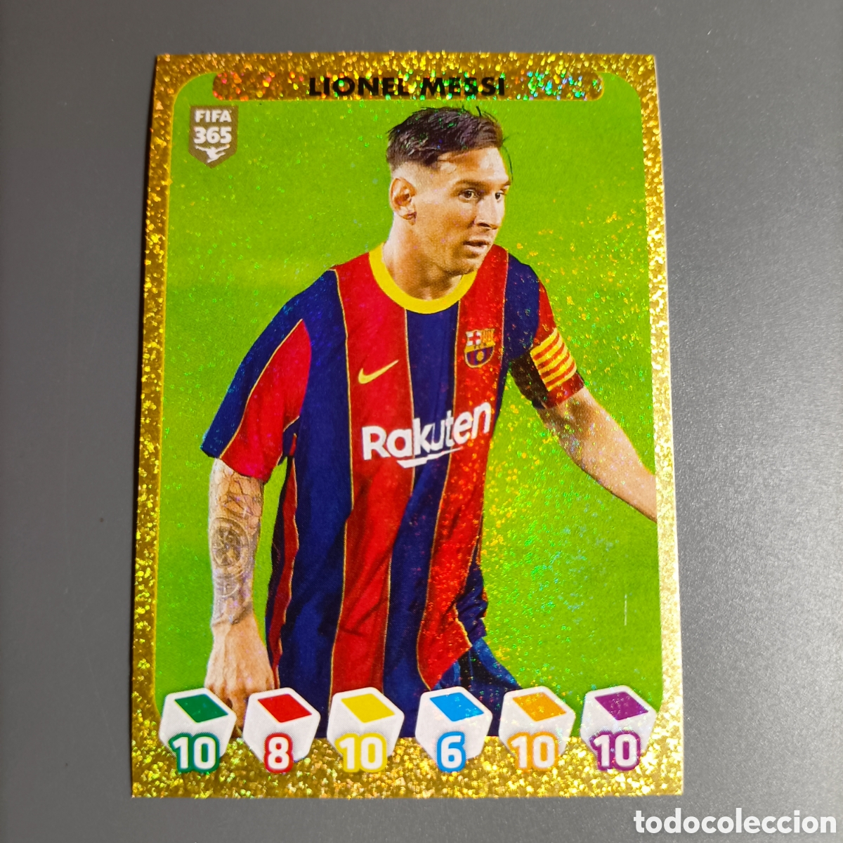 Cromos de f&uacute;tbol: STICKER PANINI ALBUM 2021. FIFA 365 (FC BARCELONA) №145 LIONEL MESSI / GOLDEN FRAME