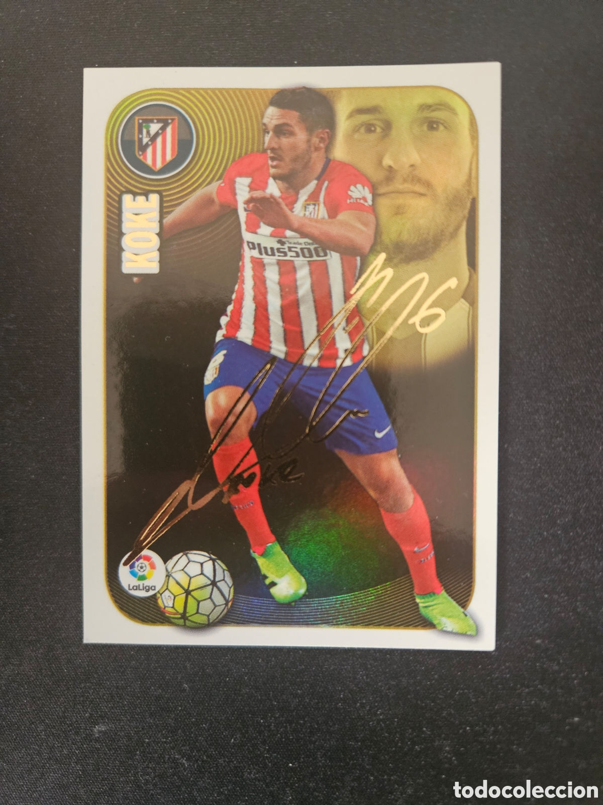 Cromos de f&uacute;tbol: KOKE N&ordm; 9 SERIE ORO ATL&Eacute;TICO DE MADRID &ndash; LIGA ESTE 2016-17 PANINI 1/3