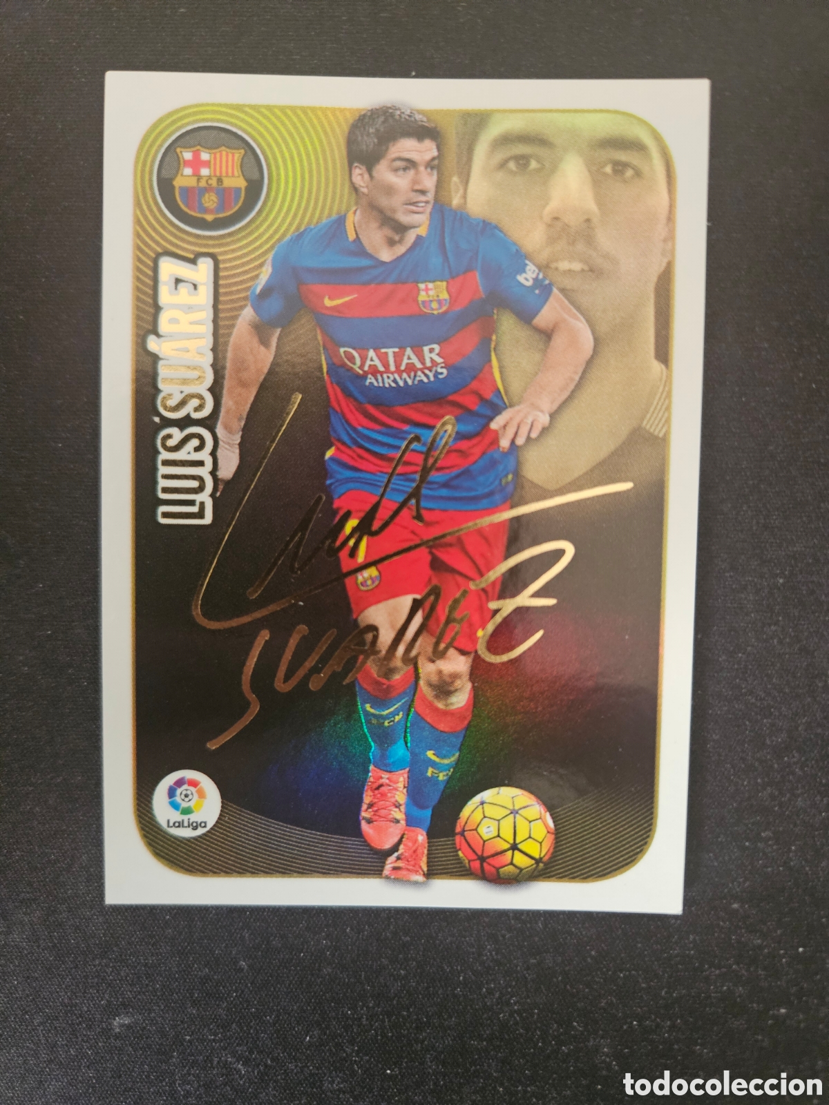 Cromos de f&uacute;tbol: LUIS SU&Aacute;REZ N&ordm; 10 SERIE ORO F.C. BARCELONA &ndash; LIGA ESTE 2016-17 PANINI