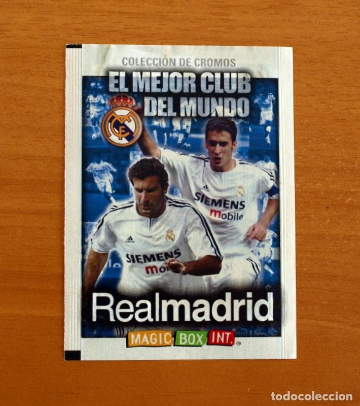 Cromos de f&uacute;tbol: Sobre vacio sin cromos - El mejor club del munco Real Madrid -Figo-Ra&uacute;l- Magic Box