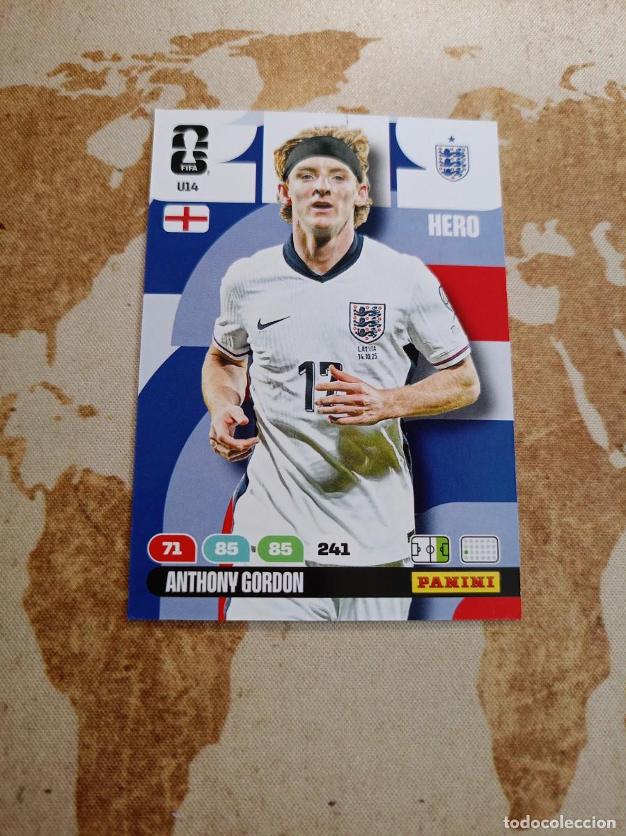 Cromos de f&uacute;tbol: U14 ANTHONY GORDON Adrenalyn WORLD cup 2026