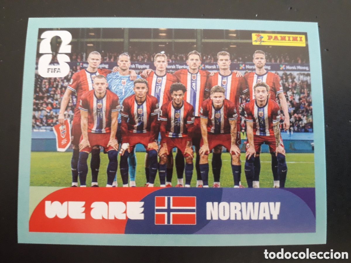 Cartes &agrave; collectionner de Football: EQUIPO NORUEGA NOR 13 MUNDIAL F&Uacute;TBOL 2026 FIFA WORLD CUP PANINI SIN PEGAR PEDIDO M&Iacute;NIMO 3&euro;