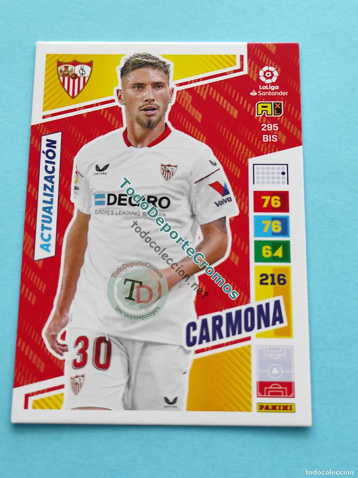 Cromos de f&uacute;tbol: 295 BIS CARMONA (ACTUALIZACI&Oacute;N POCKET BOX) SEVILLA FC ADRENALYN XL 22 23 PANINI 2022/2023 AL2223