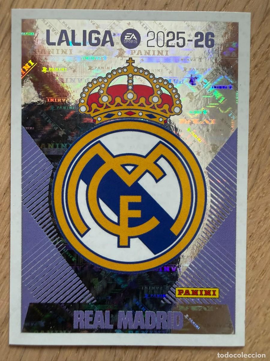 Cromos de f&uacute;tbol: 1 ESCUDO REAL MADRID 25 26 2025 2026 LIGA EA SPORTS COLECCIONES ESTE SIN PEGAR STICKER