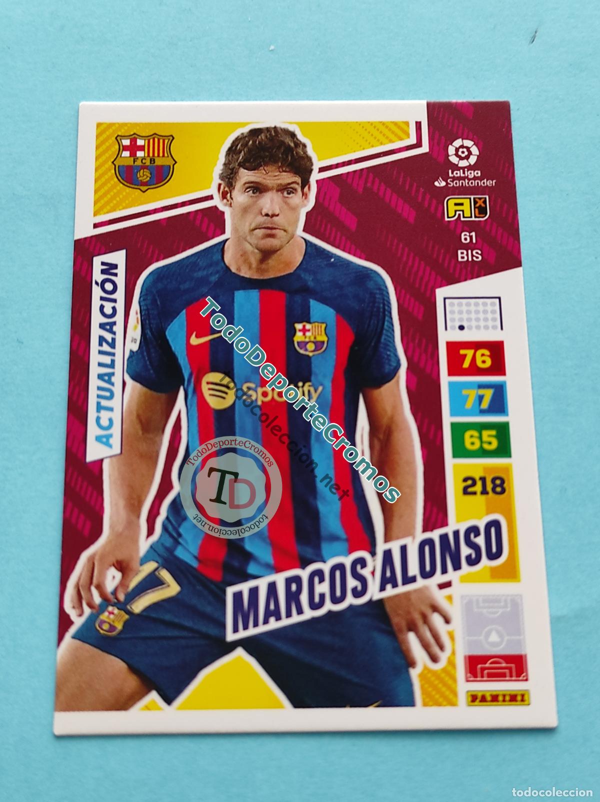 Cromos de f&uacute;tbol: 61 BIS MARCOS ALONSO (ACTUALIZACI&Oacute;N POCKET BOX) FC BARCELONA ADRENALYN XL 22 23 PANINI 2022/2023