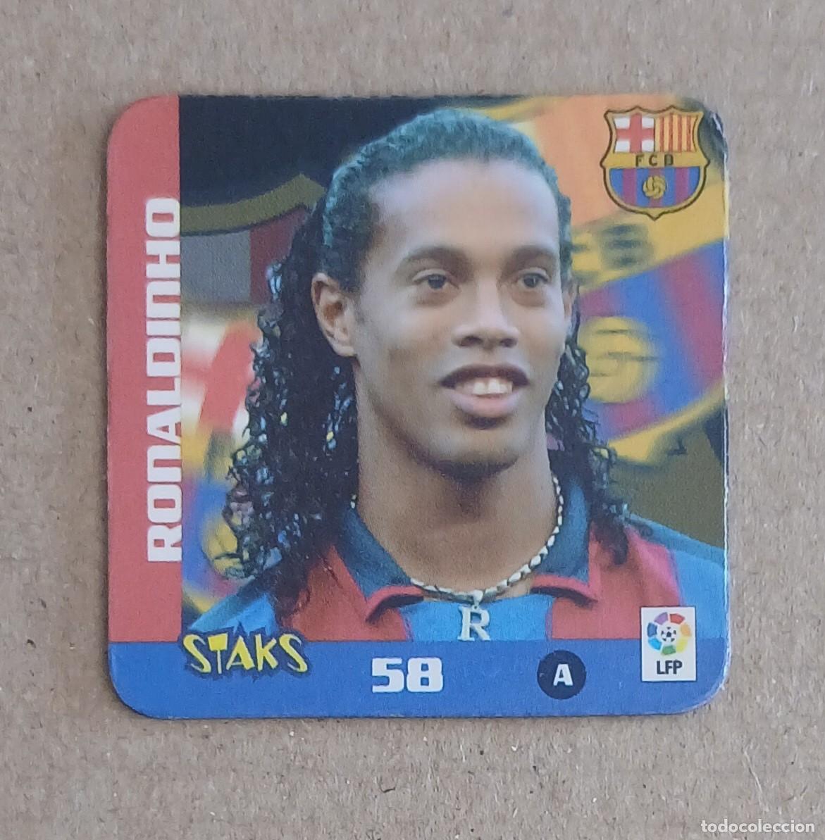 Fu&szlig;ball-Sticker: STAK n&ordm; 58 RONALDINHO BARCELONA STAKS LIGA 2003-2004 DE PANINI.