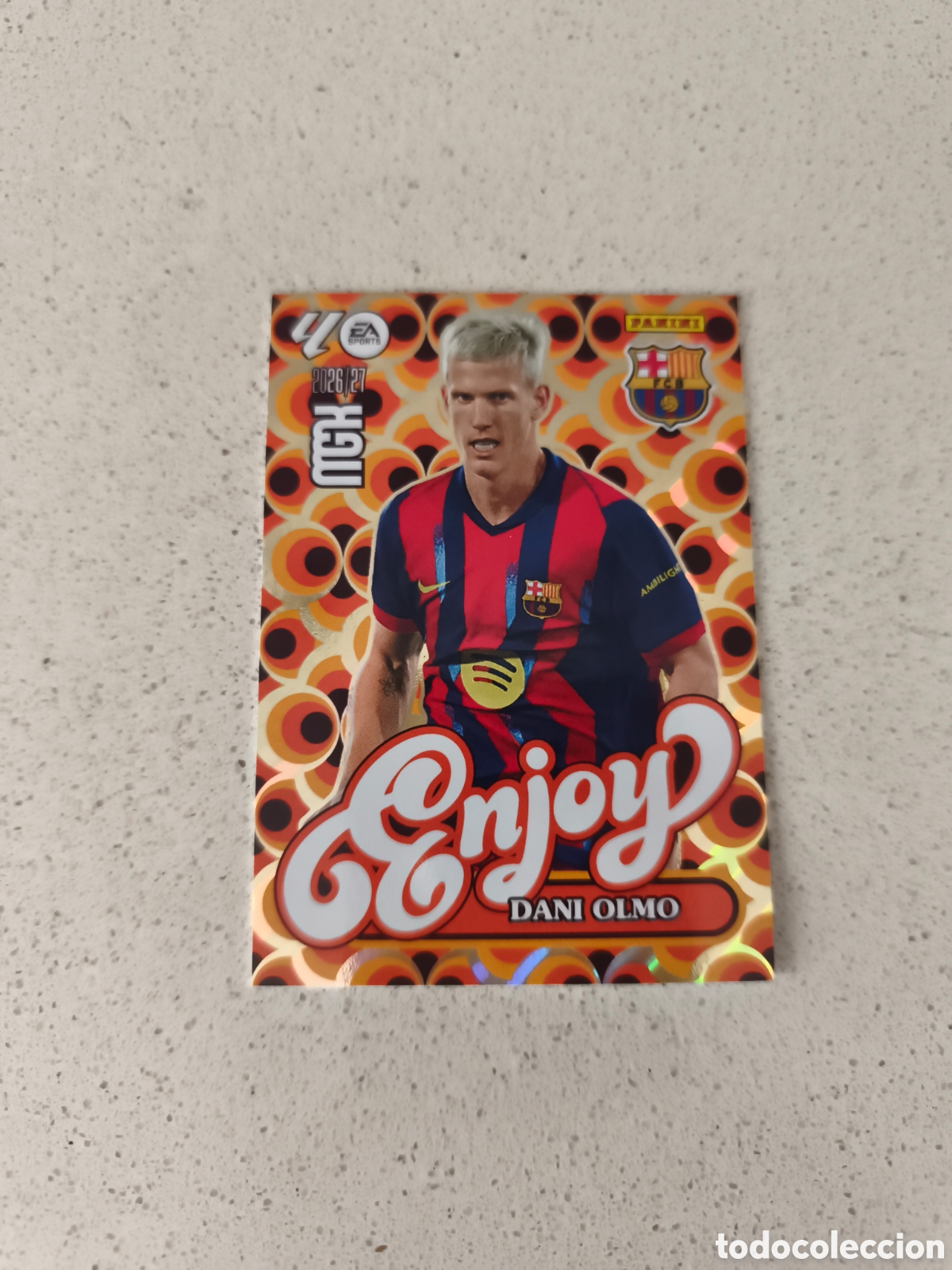 Cartes &agrave; collectionner de Football: CARTA N&Uacute;MERO 381 ENJOY DANI OLMO FC BARCELONA. MEGACRACKS 26/27. PANINI.