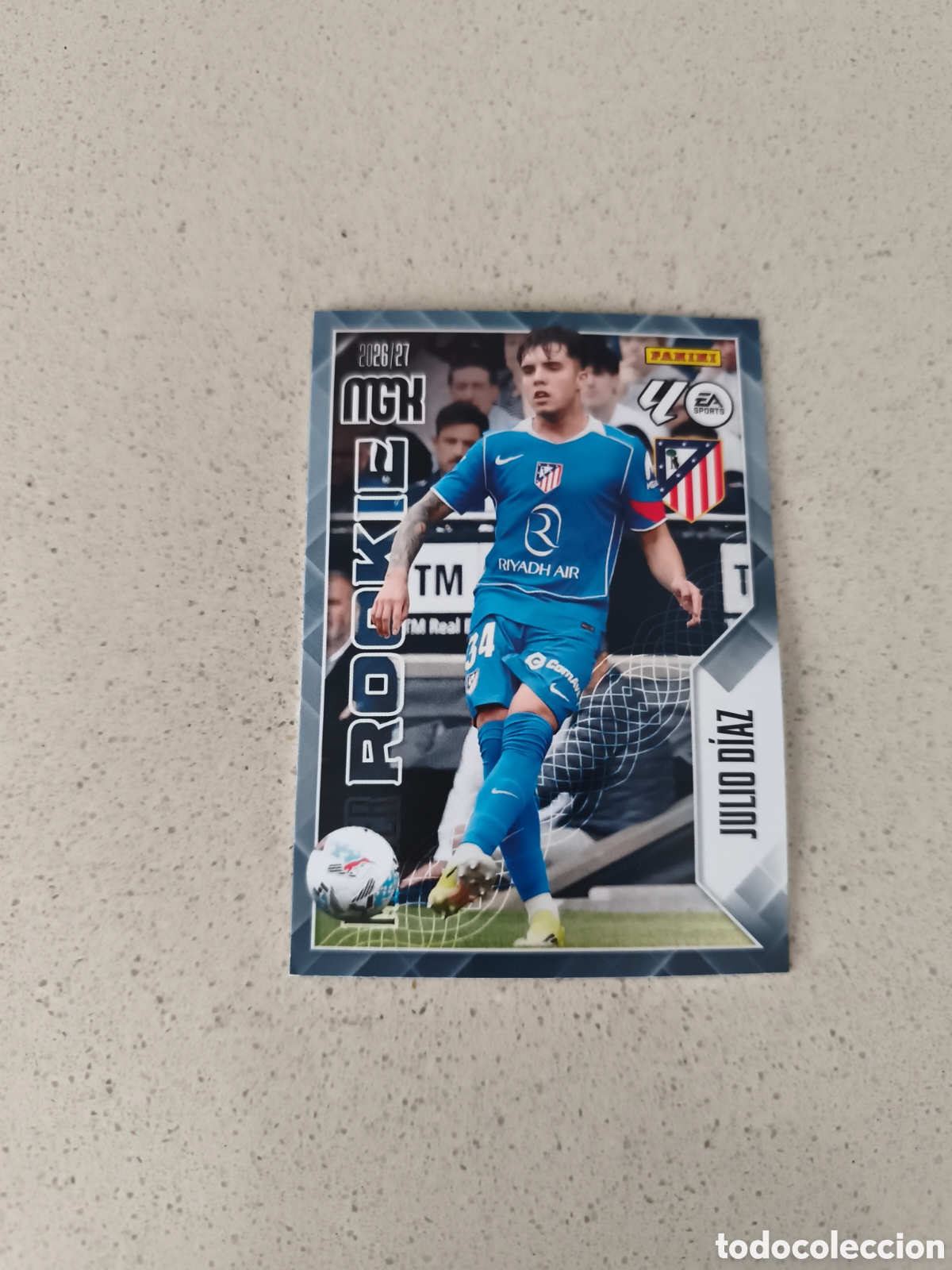 Football Stickers: CARTA N&Uacute;MERO 415 M&Aacute;STER ROOKIE JULIO D&Iacute;AZ ATL&Eacute;TICO DE MADRID. MEGACRACKS 26/27. PANINI.