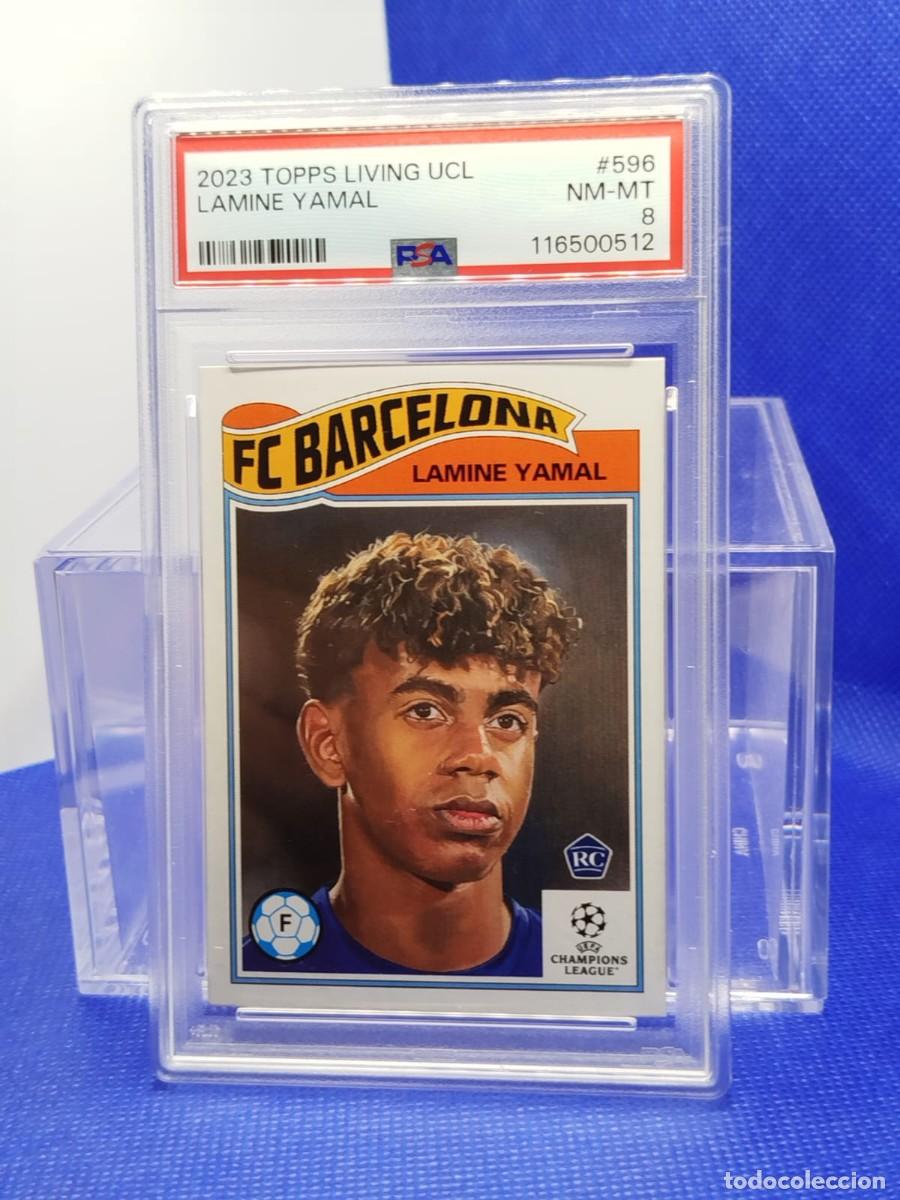 Football Stickers: PSA 8 #596 LAMINE YAMAL RC 2023 2024 TOPPS LIVING SET 23 24 FC BARCELONA 1/8823