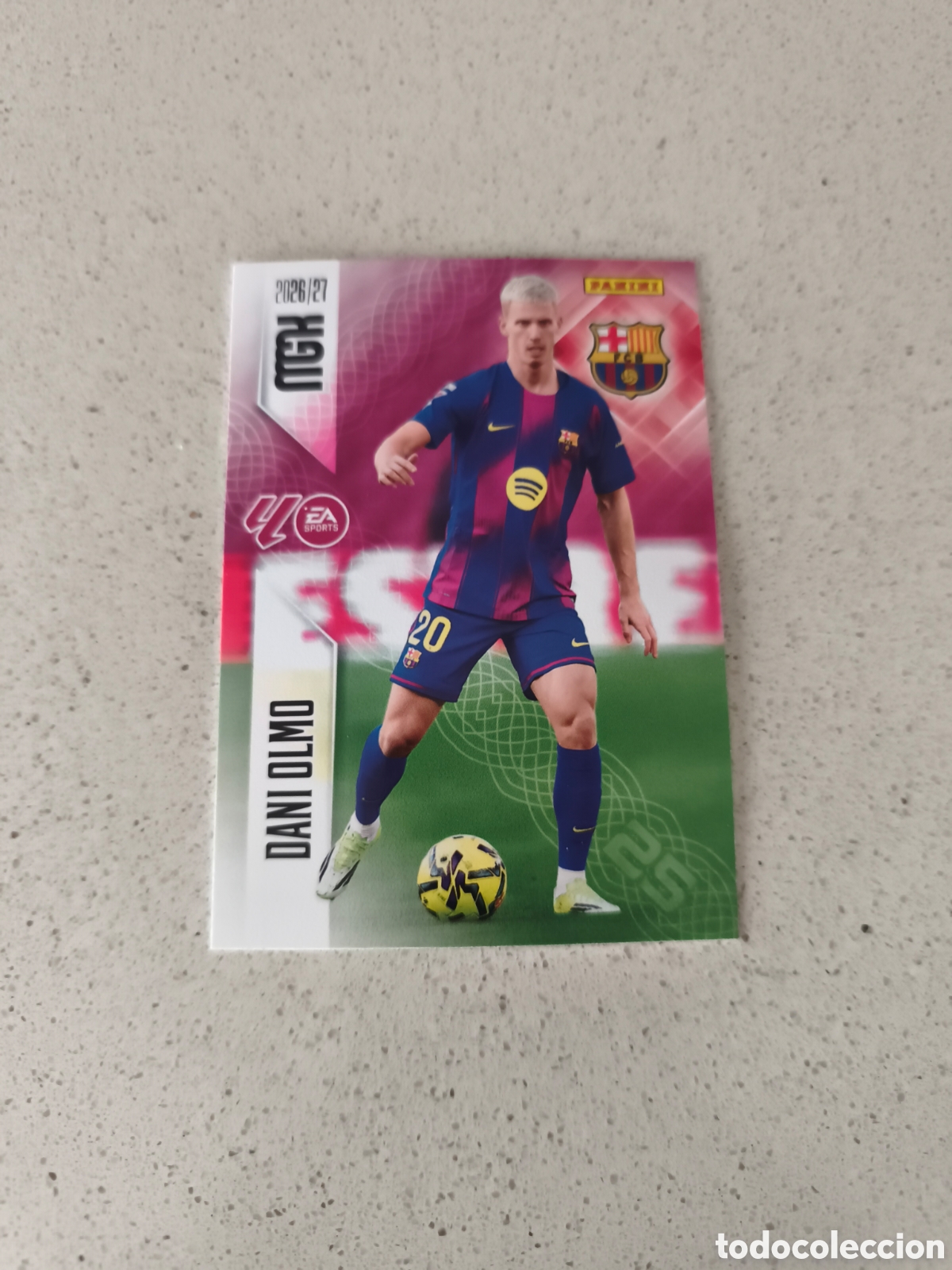 Football Stickers: CARTA N&Uacute;MERO 87 DANI OLMO FC BARCELONA. MEGACRACKS 26/27. PANINI.