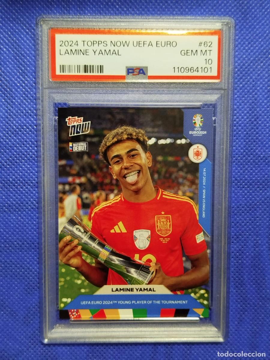 Cromos de f&uacute;tbol: PSA 10 #62 LAMINE YAMAL 2024 TOPPS NOW EURO &ldquo;UEFA EURO 2024th YOUNG PLAYER&rdquo; 1/15829