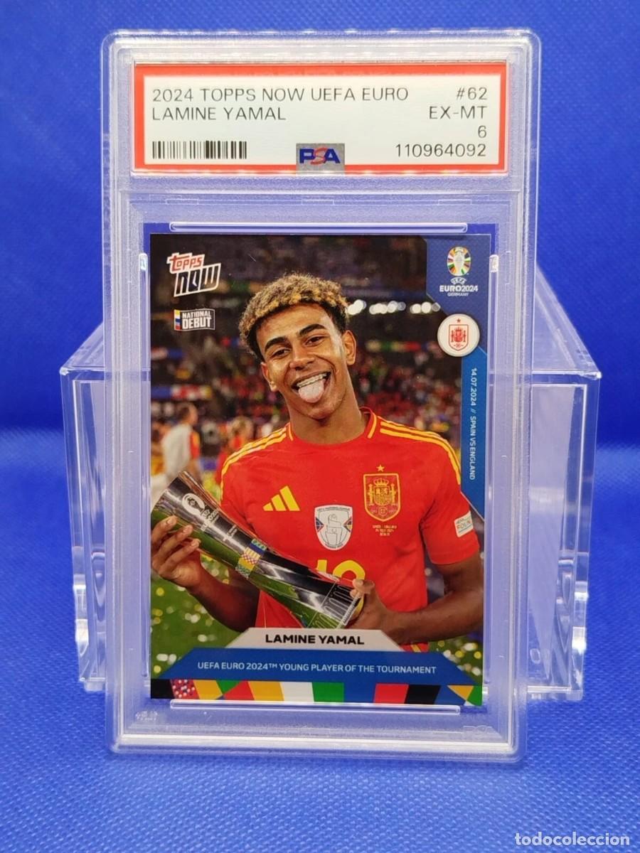 Cromos de f&uacute;tbol: PSA 6 #62 LAMINE YAMAL 2024 TOPPS NOW EURO &ldquo;UEFA EURO 2024th YOUNG PLAYER&rdquo; 1/15829