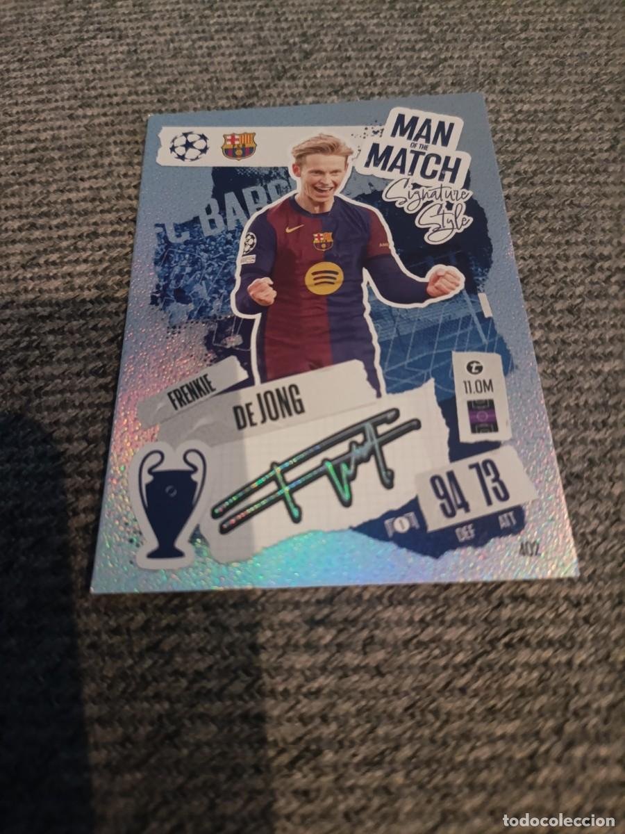 Cromos de f&uacute;tbol: Frankie De Jong Barcelona Match of the Match champions league 24/25