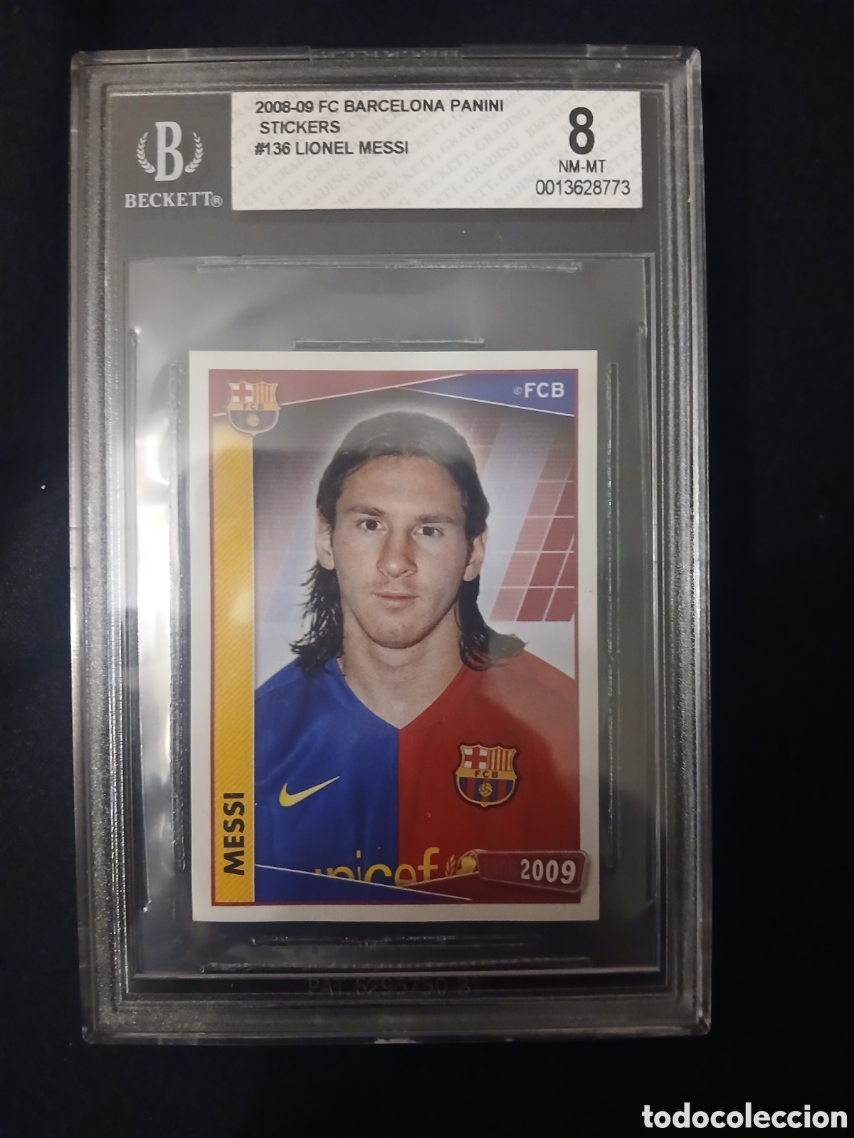 Cromos de f&uacute;tbol: CROMO CARD GRADEADA MESSI 2008 2009 08 09 BECKETT 8