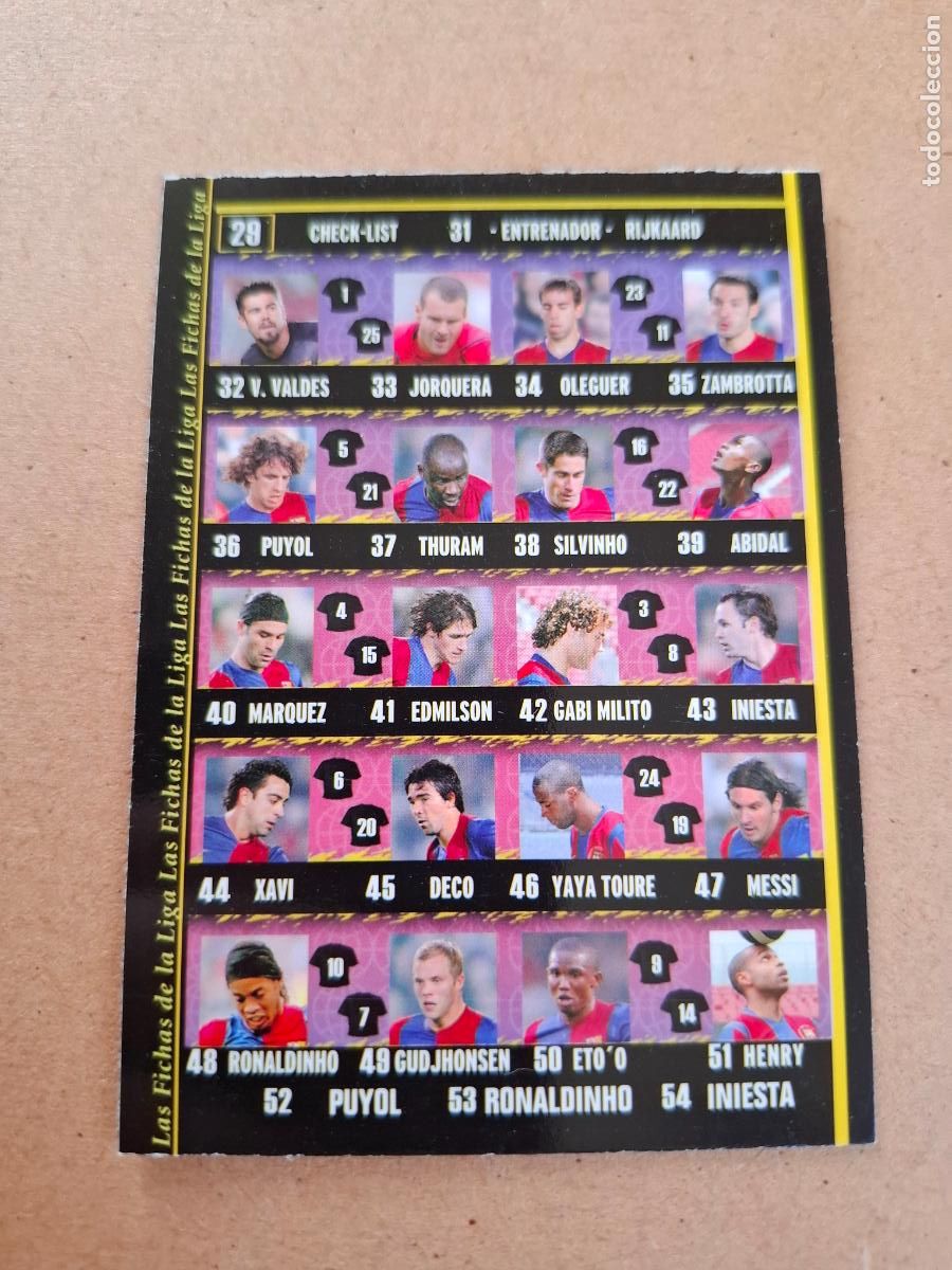 Cromos de f&uacute;tbol: MUNDICROMO 2007 2008 07 08 - 29 CHECK LIST / &Iacute;NDICE - FC. BARCELONA