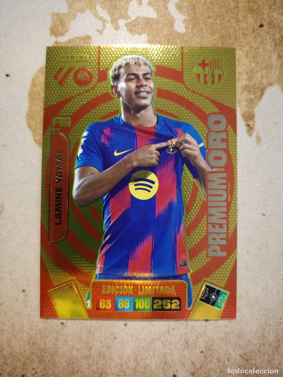 Cromos de f&uacute;tbol: EDICI&Oacute;N LIMITADA Premium Oro LAMINE YAMAL Adrenalyn 2025-26