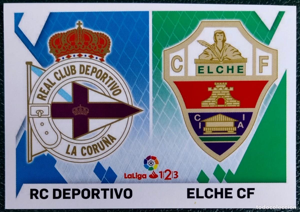 Cromos de f&uacute;tbol: 3 DEPORTIVO DE LA CORU&Ntilde;A / ELCHE CF ESCUDOS CROMOS ALBUM EDICIONES ESTE 2019 2020 19 20