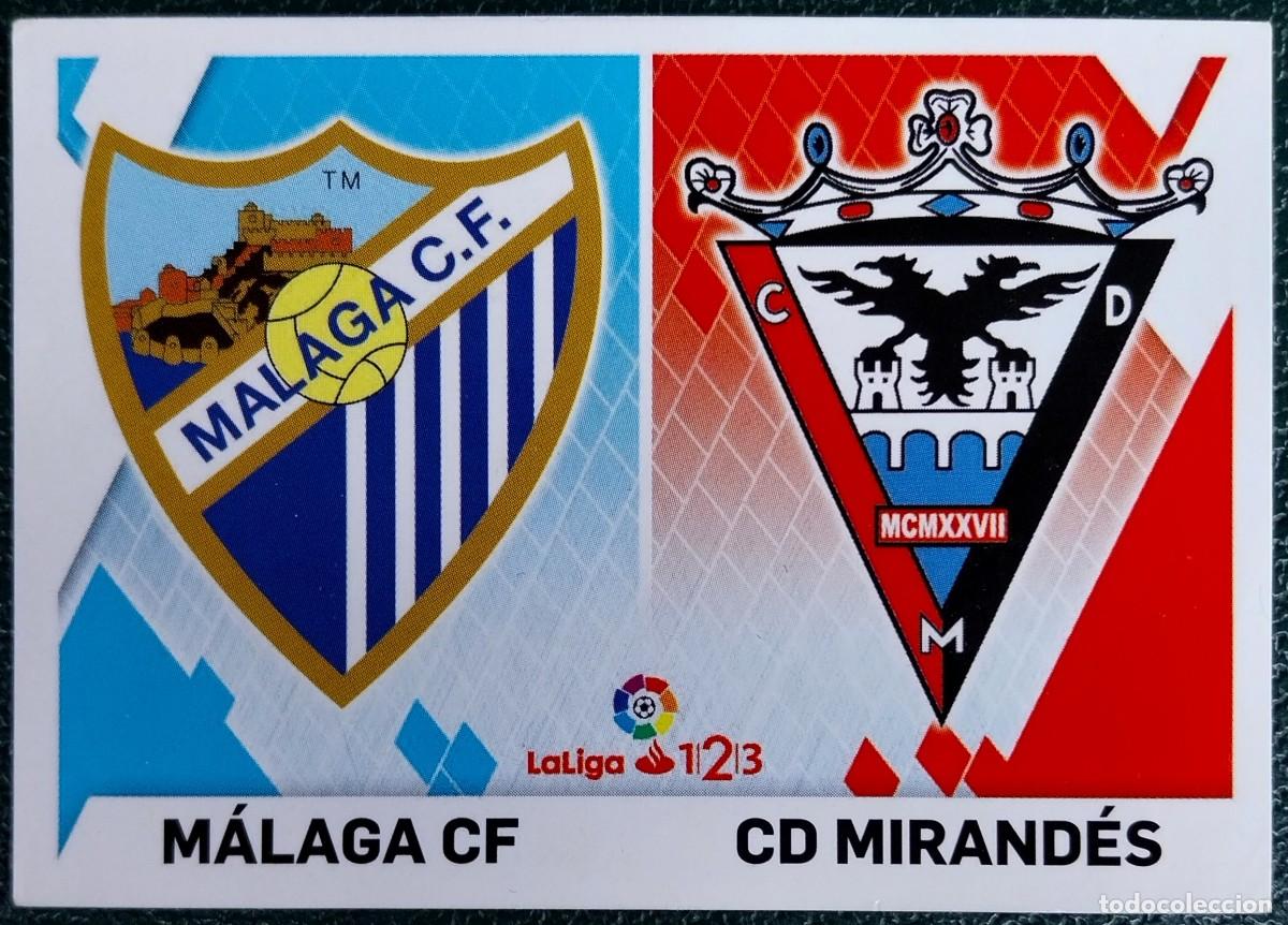 Cromos de f&uacute;tbol: 7 MALAGA CF / CD MIRANDES ESCUDOS CROMOS ALBUM EDICIONES ESTE 2019 2020 19 20