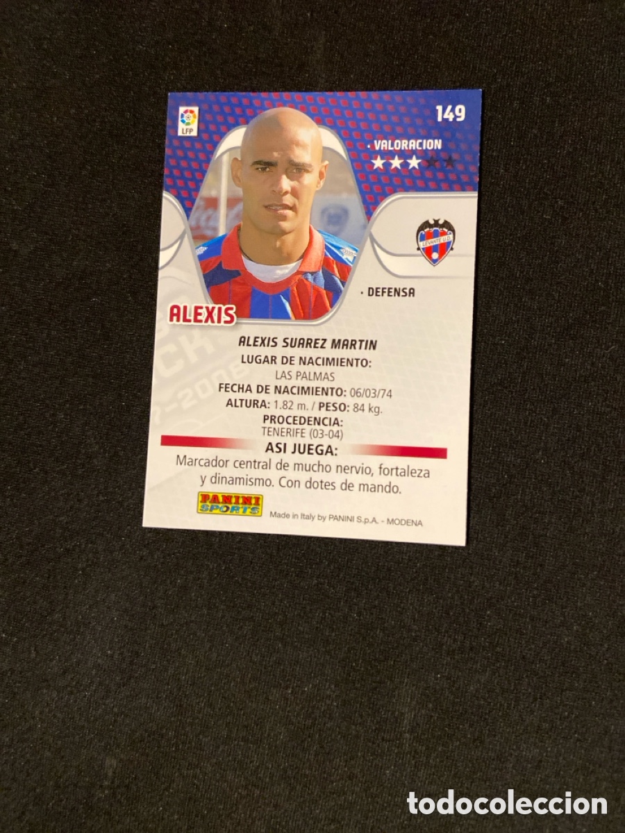 Cromos de f&uacute;tbol: ALEXIS 149 (LEVANTE) PANINI MEGACRACKS 2007-2008 07 08 CROMO CARTA M-3 - Foto 2