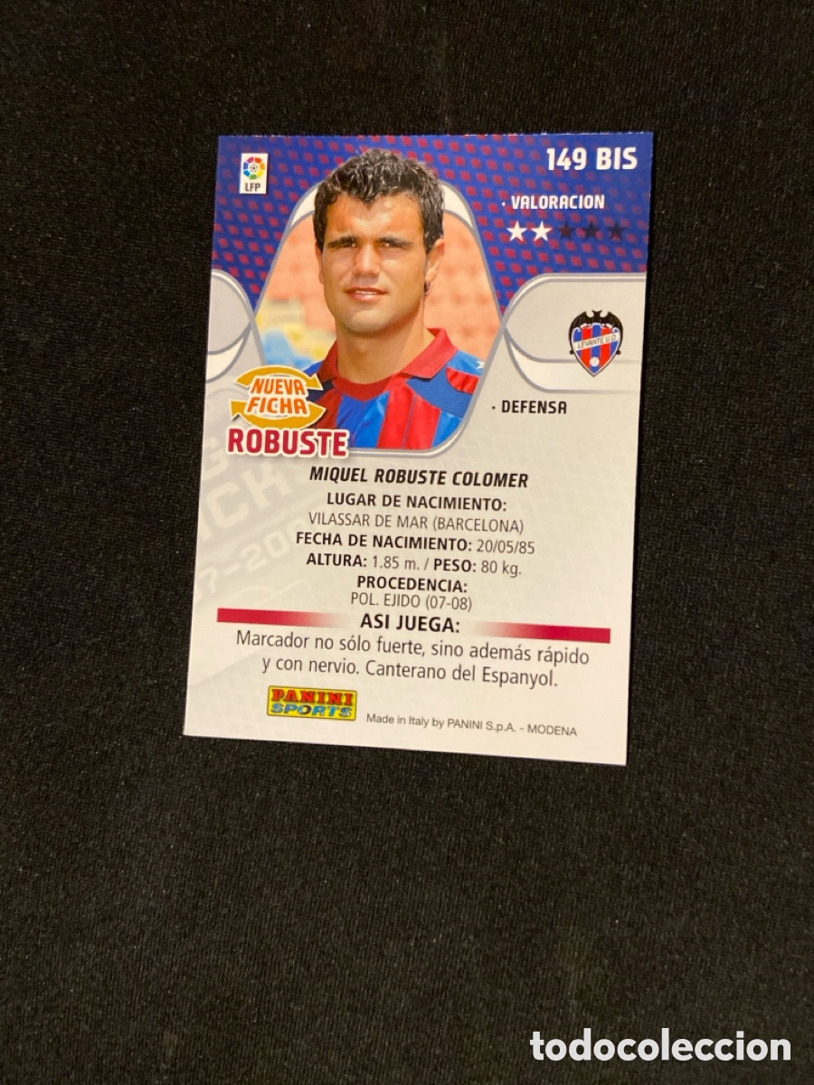 Cromos de f&uacute;tbol: ROBUSTE 149 BIS (LEVANTE) PANINI MEGACRACKS 2007-2008 07 08 CROMO CARTA M-3 - Foto 2