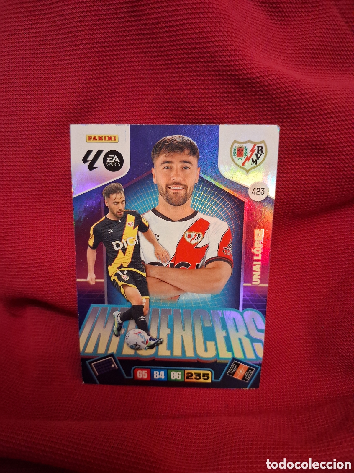 Cromos de f&uacute;tbol: Unai Lopez Influencers n&uacute;mero 423 del Rayo Vallecano cromo adrenalyn XL 25-26 2025-2026