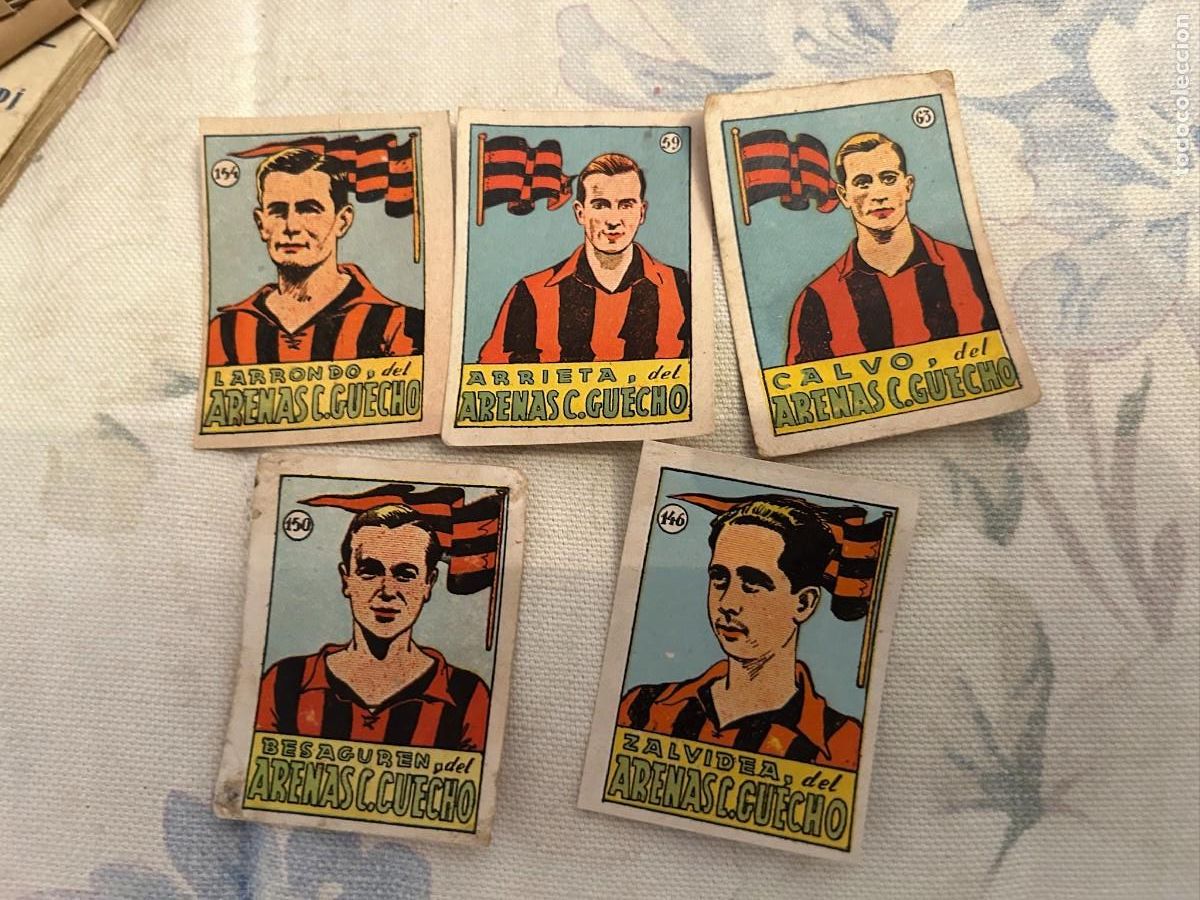 Football Stickers: arenas de guecho larrondo-zalvidea-calvo-arrieta y besaguren se venden sueltos a&ntilde;os 40