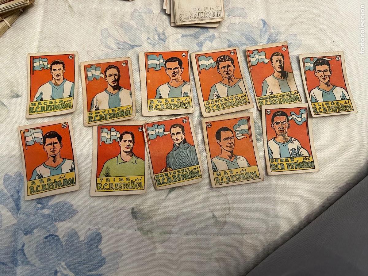 Figurine di Calcio: espa&ntilde;ol-martorell-trias-ara-rovira-macala-arasa-perez-mas-llimos-gonzalvo y martinez catala a&ntilde;os 40