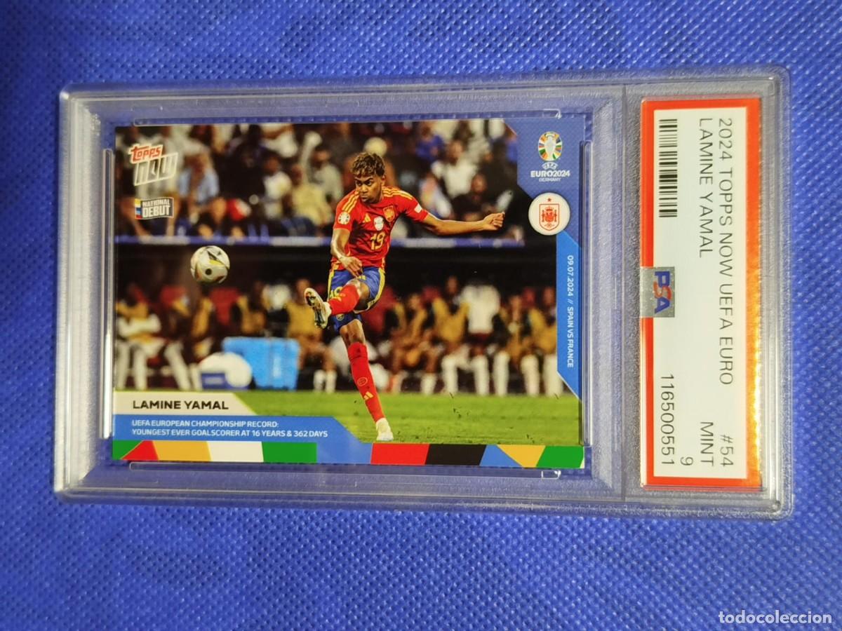 Cartes &agrave; collectionner de Football: PSA 9 #54 LAMINE YAMAL 2024 TOPPS NOW EURO SPAIN VS FRANCE YOUNGEST EVER GOAL SCORER 1/34873
