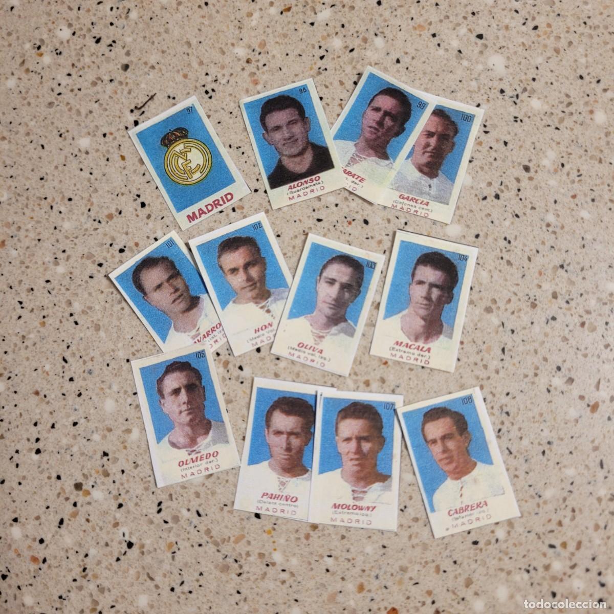 Cromos de f&uacute;tbol: REAL MADRID 12 CROMOS EQUPO COMPLETO BRUGUERA 51-52 FACSIMIL