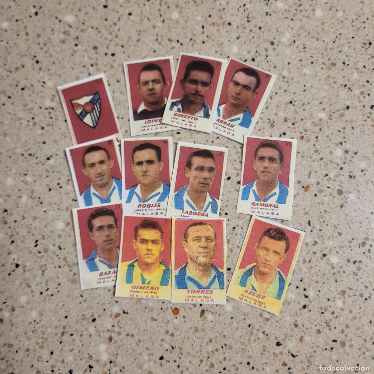 Cromos de f&uacute;tbol: MALAGA 12 CROMOS EQUPO COMPLETO BRUGUERA 51-52 FACSIMIL