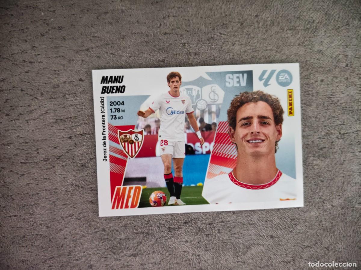 Figurine di Calcio: Cromo 15 MANU BUENO SEVILLA FC. Colecci&oacute;n LALIGA F&uacute;tbol 2025-2026 PANINI Nuevo