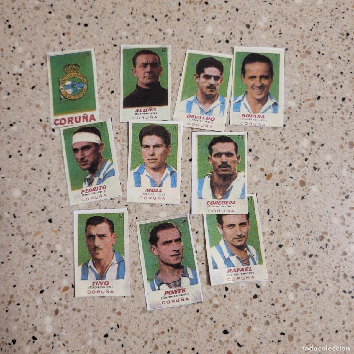 Cromos de f&uacute;tbol: DEPORTIVO DE LA CORU&Ntilde;A LOTE DE 10 CROMOS BRUGUERA 50-51 FACSIMIL