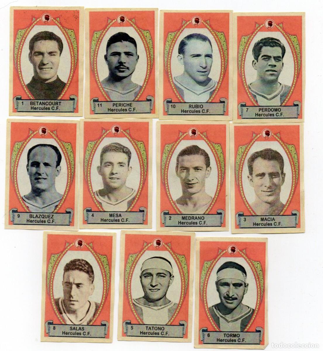 Cromos de f&uacute;tbol: HERCULES 1942, DE AZAFRAN LA FLOR.