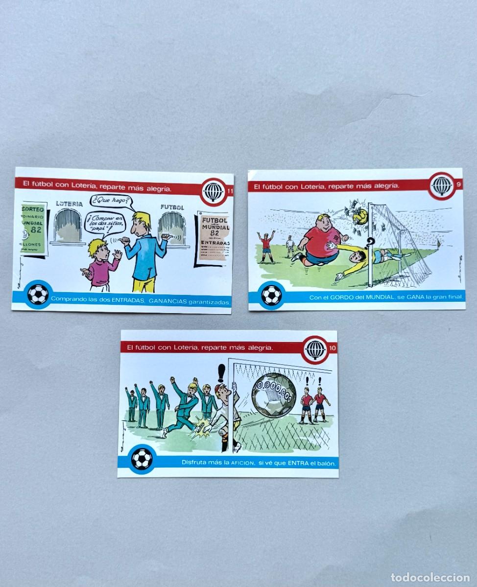 Cromos de f&uacute;tbol: Lote 3 Postales. La loter&iacute;a y el f&uacute;tbol. N&uacute;meros 9, 10 y 11