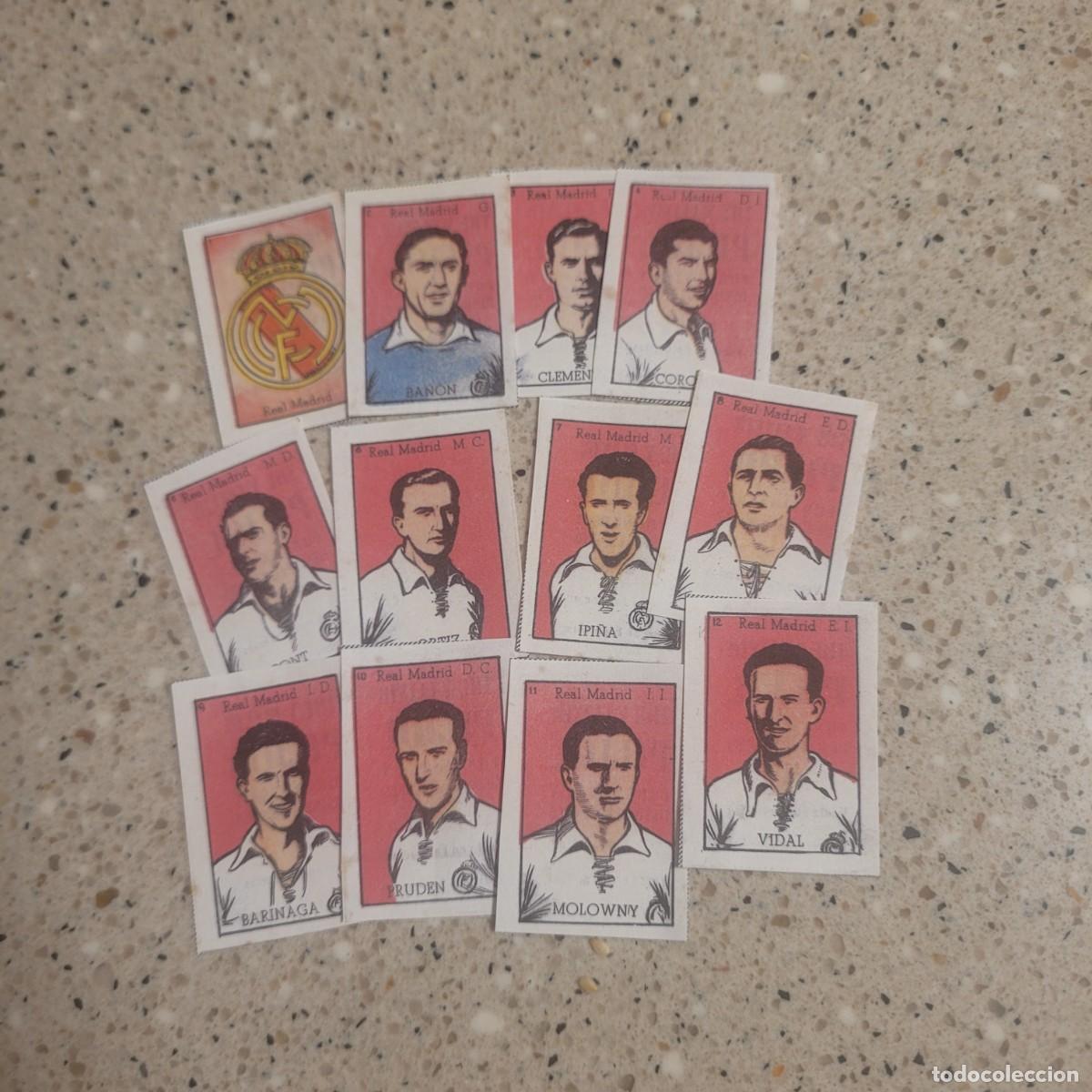 Cromos de f&uacute;tbol: REAL MADRID 12 CROMOS EQUIPO COMPLETO FACSIMIL ASES DEL FUTBOL BRUGUERA 1948