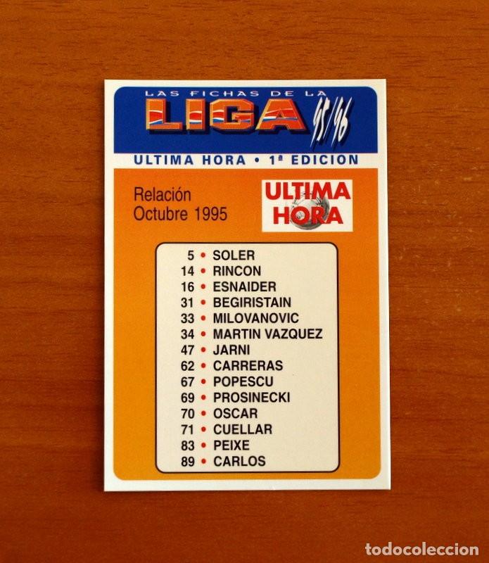 Fu&szlig;ball-Sticker: &Iacute;ndice Relaci&oacute;n Octubre 1&ordf; Edici&oacute;n -UH-&Uacute;ltima Hora -Las Fichas la Liga 95-96-1995-1996 -Mundicromo