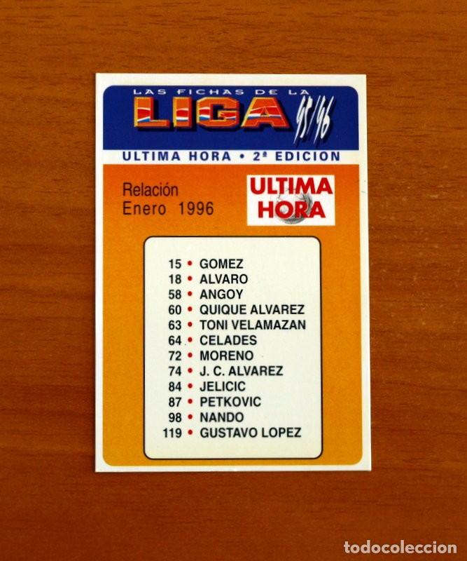 Cromos de f&uacute;tbol: &Iacute;ndice Relaci&oacute;n Enero 2&ordf; Edici&oacute;n -UH-&Uacute;ltima Hora -Las Fichas la Liga 95-96-1995-1996 -Mundicromo