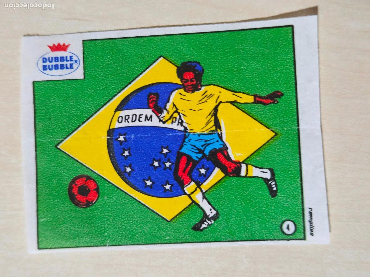 Cromos de f&uacute;tbol: CROMO N&ordm; 4 BRASIL - CHICLE DUBBLE BUBBLE FUTBOL MUNDIAL - CHEWING GUM - EXCELENTE ESTADO