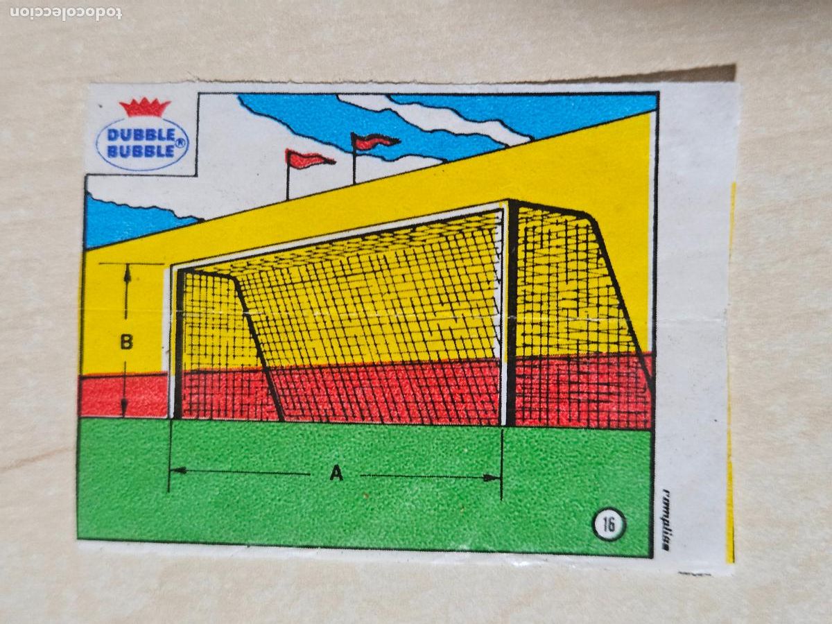 Football Stickers: CROMO N&ordm; 16 LA PORTERIA - CHICLE DUBBLE BUBBLE FUTBOL MUNDIAL - CHEWING GUM - EXCELENTE