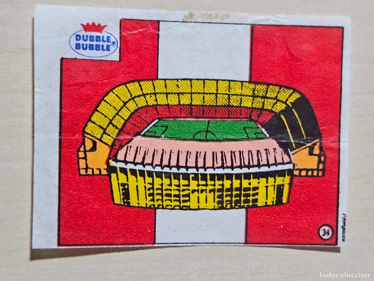 Cromos de f&uacute;tbol: CROMO N&ordm; 34 ESTADIO VICENTE CALDERON - CHICLE DUBBLE BUBBLE FUTBOL MUNDIAL - CHEWING GUM - EXCELENTE